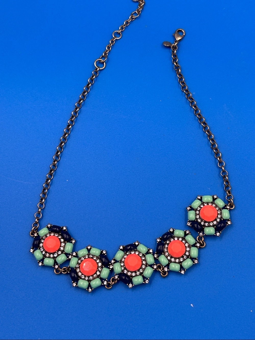 J. Crew Vibrant Coral and Mint Necklace